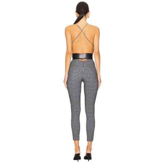 Norma Kamali Low Back Fara Slip Catsuit in Medium Houndstooth Medium New Womens - Picture 2 of 15